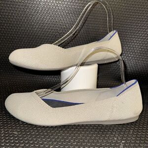 Rothys The Flat Beige Flax Birdseye Round Toe Slip on Shoe Women’s Size 10.5